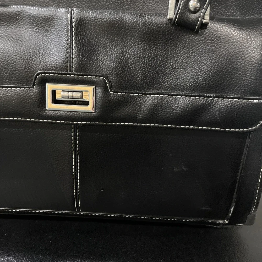 Samsonite Rolling Laptop Bag Womens Black Faux‎ Leather Professional Briefcase